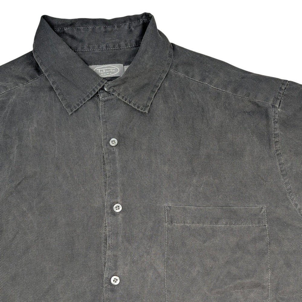 Talbots Mens Short Sleeve Silk Cotton Blend Button‎ Down Shirt Size L